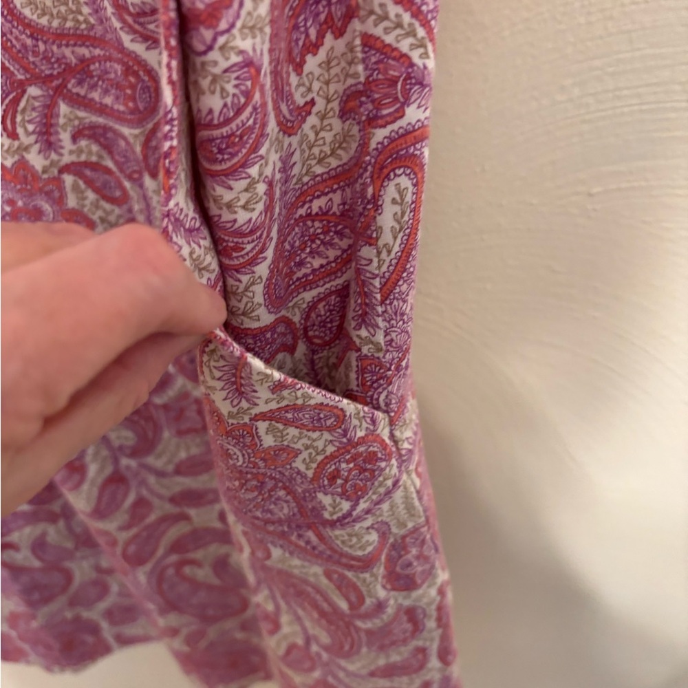 J Jill Large Pink Paisley Sleeveless Dress Soft Cotton Tencel Knit - Picture 8 of 9